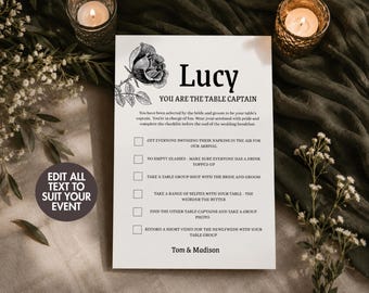 Dark Fairytale Wedding Reception Table Game, Table Captains Checklist Template, Guest Icebreaker Activity, Canva Editable Digital Download