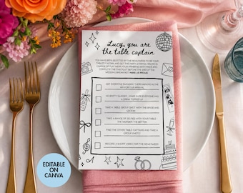 Wedding Table Captain , Scribble Icebreaker Activity, Editable Canva Template (Digital Download)