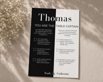 Black Tie Wedding Table Captains Icebreaker Game, Canva Editable Template (Digital Download)