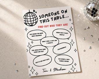 Find Someone Who Wedding Reception Table Game, Guest Icebreaker, Conversation Starter, Canva Editable Template (Digital Download)