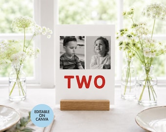 When We Were Table Numbers, Age Photo Table Card Canva Template (Instant Digital Download)