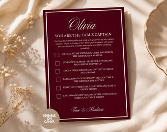 Wedding Table Captains Checklist, Old Money Style, Canva Editable Template (Instant Digital Download)