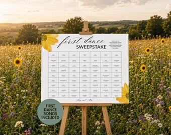 Sunflower First Dance Sweepstake Game | Watercolor Floral Wedding Sign | Alternative Guestbook Idea (Digital Download)