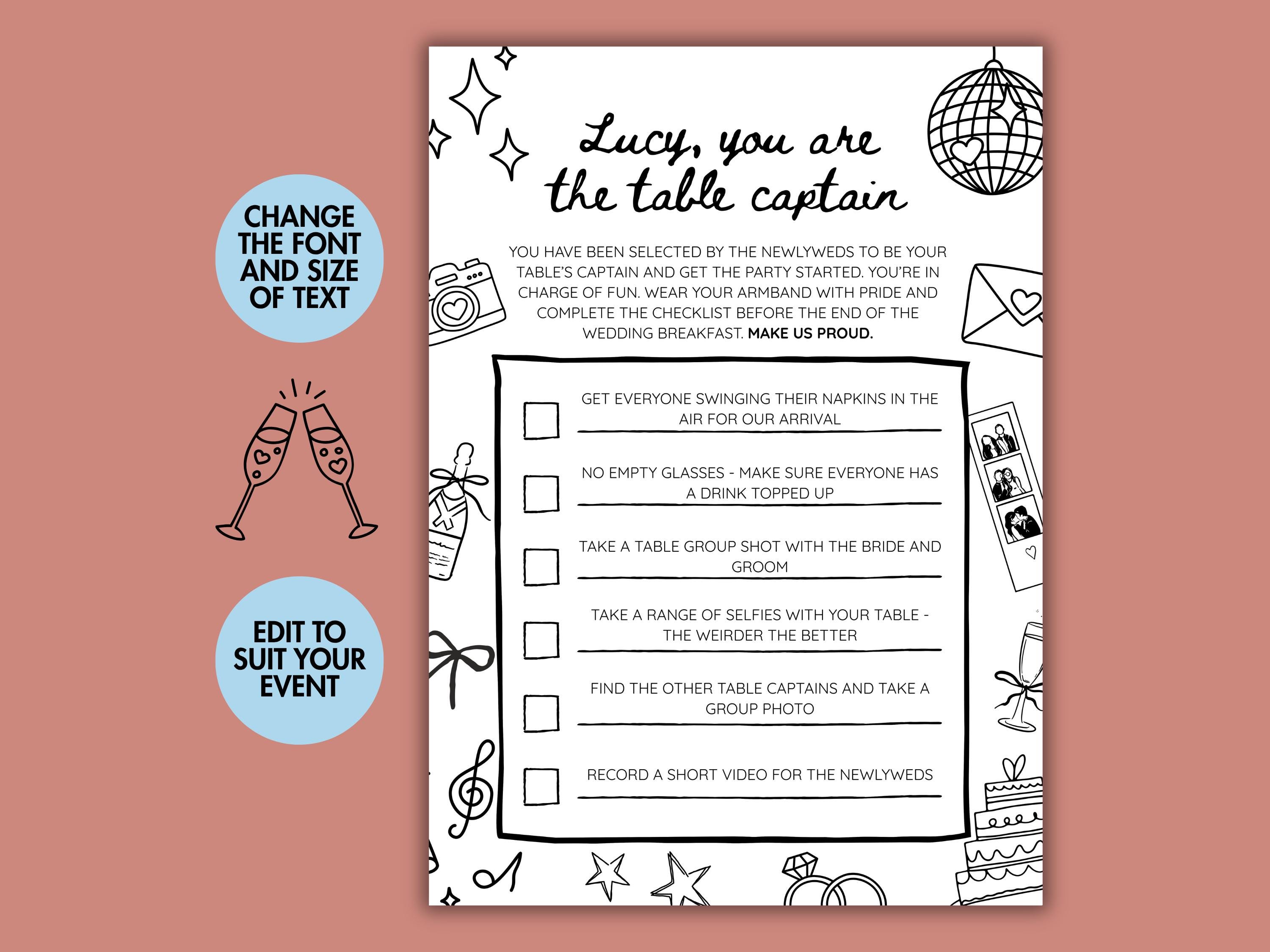 Table Captain Sign Wedding Table Captain , Scribble Icebreaker Activity, Editable Canva ...