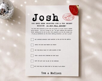 Wedding Table Game, "Secret Party Starter" Editable Template (Digital Download)