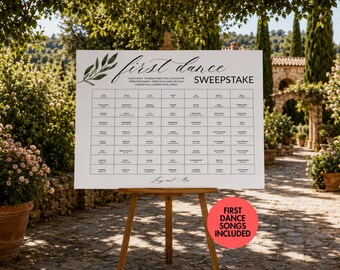 First Dance Sweepstake, Eucalyptus Design Sweepstakes, Instant Canva Template (Digital Download)