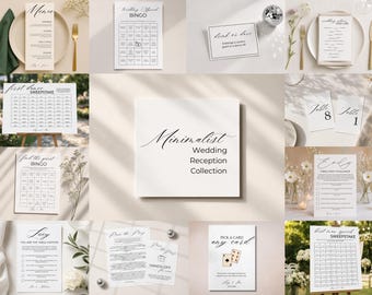 Minimalist Wedding Reception Collection | 12 Modern Editable Printable Templates | Elegant Canva Digital Download Bundle