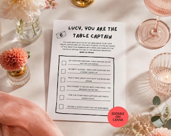 Wedding Table Captains Checklist, Canva Editable Template (Instant Digital Download)