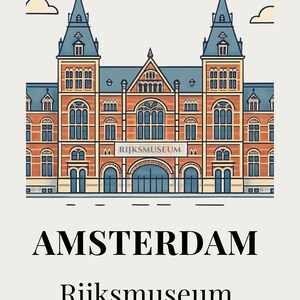 Amsterdam Rijksmuseum Poster Printable Wall Art | Travel Poster Netherlands | Digital Download A1 A2 A3 A4
