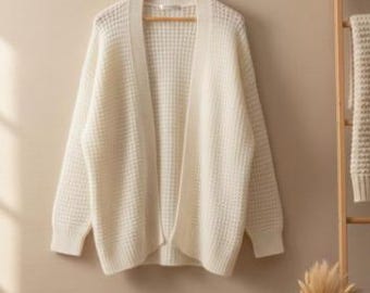 Mohair Cardigan Crochet Pattern, Made to Measure, Chunky No-Sew (Digital Download)