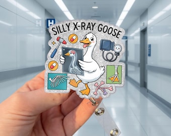 Lustige doofe Röntgen-Gans-Abzeichen-Rolle, Radiologie-Techniker-Ausweishalter, X-Ray Tech Acryl-Abzeichen-Clip, Krankenschwester ID-Rolle, Rad Tech Geschenk
