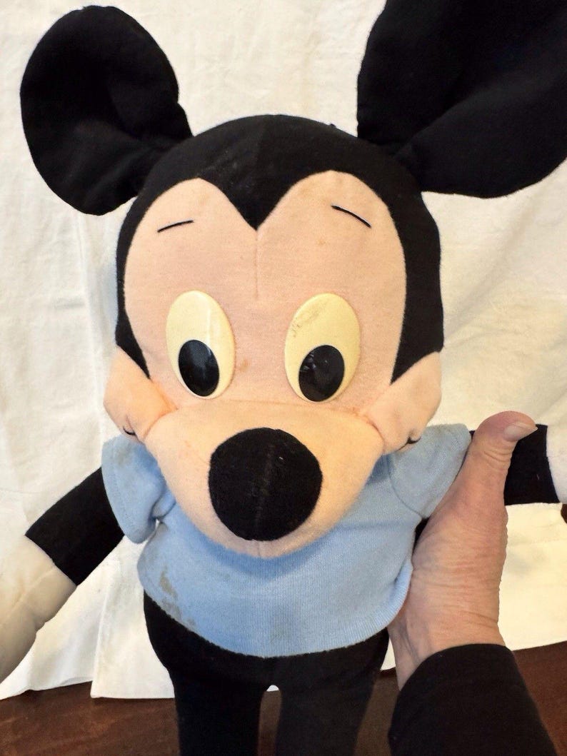 20" VTG 1988 Playskool Disney Large Mickey Mouse Pull String SQUEAKS Plush Doll image 6