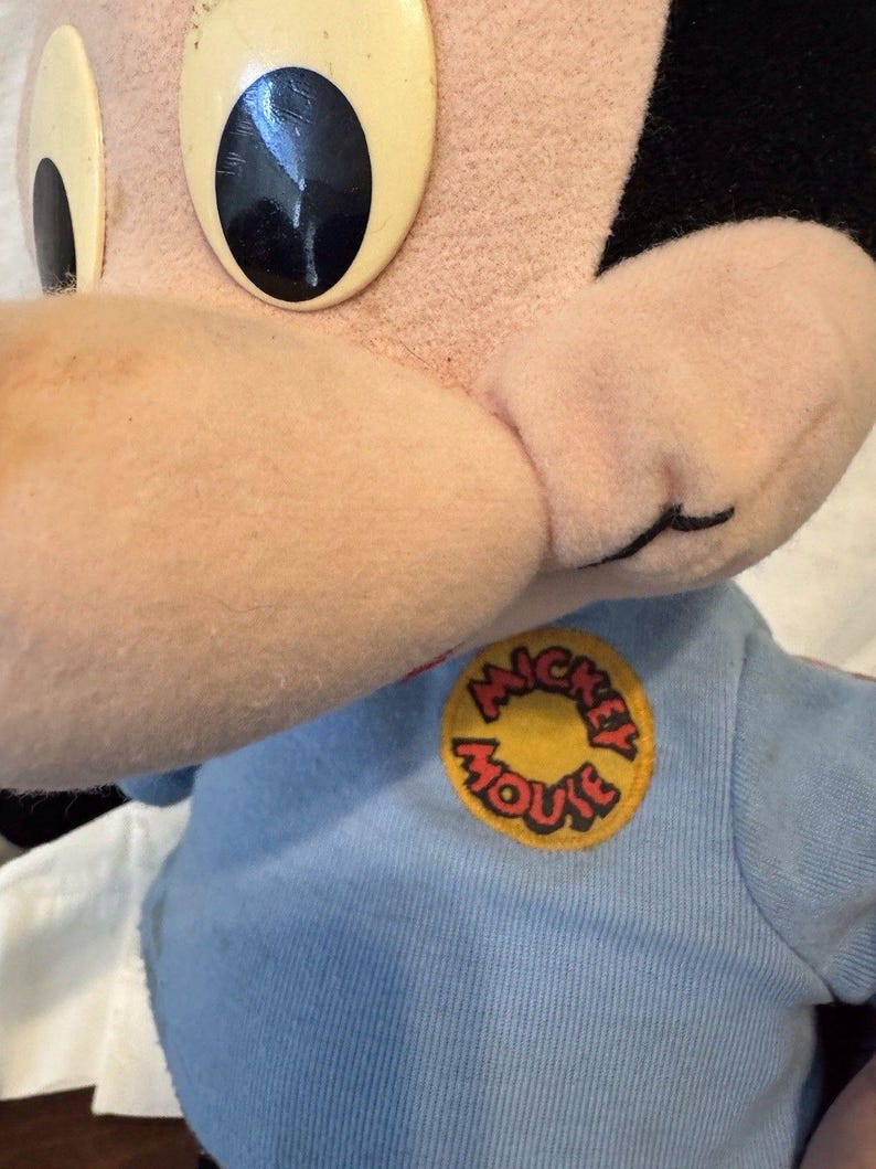 20" VTG 1988 Playskool Disney Large Mickey Mouse Pull String SQUEAKS Plush Doll image 5