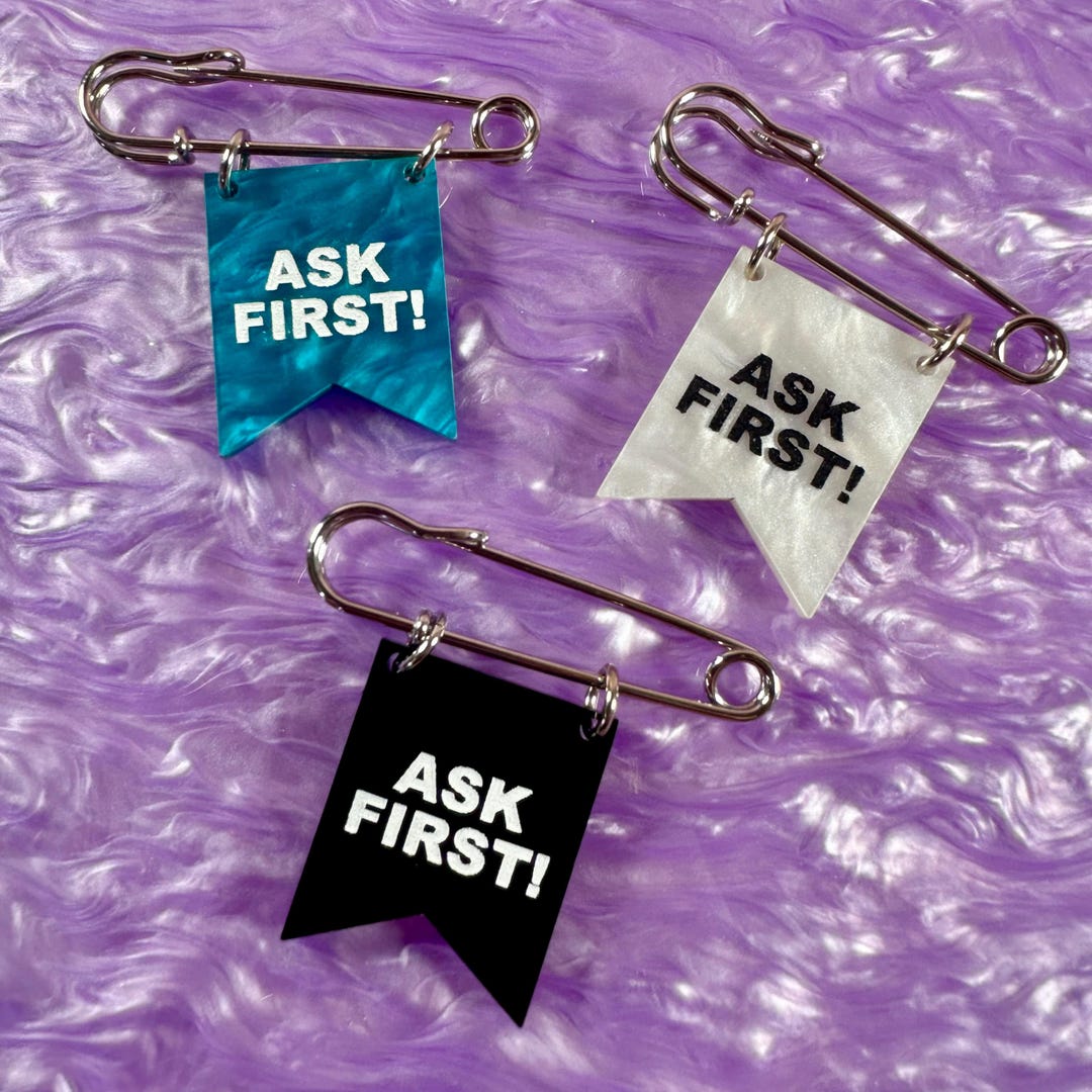 Ask First! Banner Ribbon Safety Pin - Etsy
