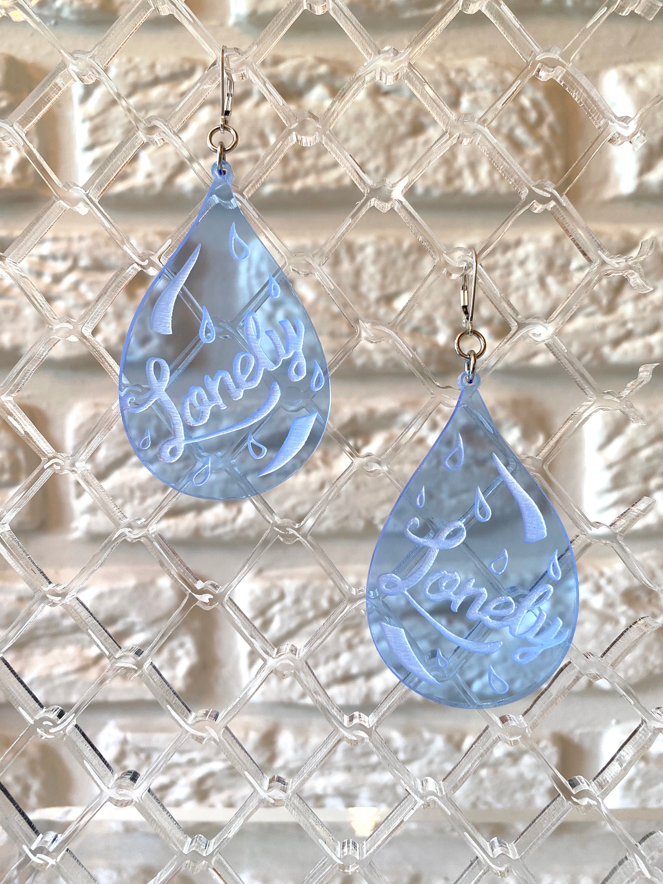 Lonely Teardrops lasercut earrings Etsy