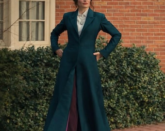 Agatha Harkness  Blue Coat Tailored Vintage Blazer Coat Gothic Style Full Length Overcoat Elegant Formal Winter Jacket Custom Fit
