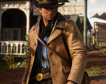 Arthur Morgan Brown Cotton Jacket for Men, Red Dead Redemption 2 Inspired Coat, Western Cowboy Vintage Trucker Outwear Gift for him