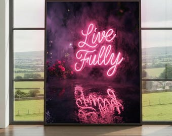 Neon Motivation Wall Art Print – Modern Typography Poster, Inspirational Quote Artwork, Electric Pink Decor