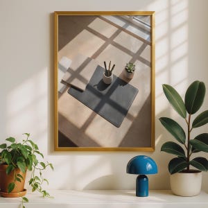 Póster minimalista para escritorio, arte de pared para oficina en casa, lámina neutra para espacio de trabajo, decoración moderna para estudio.