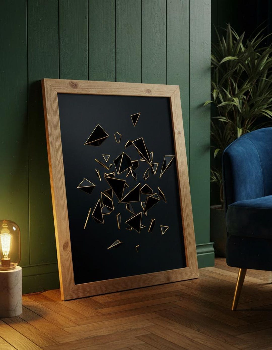 Geometric Wall Art – Minimalist Black & Gold Abstract Print, Modern ...