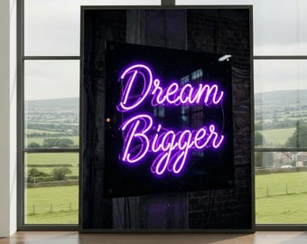 Neon Motivation Wall Art Print – Modern Typography Poster, Inspirational Quote Artwork, Electric Purple Decor