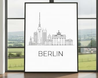 Berlin Skyline Wall Art Print - Minimalist City Illustration, Modern Architectural Decor