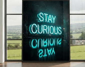 Neon Motivation Wall Art Print – Modern Typography Poster, Inspirational Quote Artwork, Electric Cyan Decor