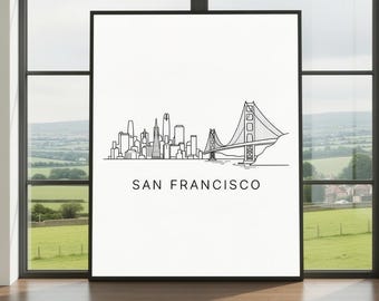 San Francisco Skyline Wall Art Print - Minimalist City Illustration, Modern Architectural Decor