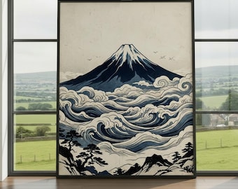 Mount Fuji Wall Art Print – Japanese Landscape Poster, Traditional Ukiyo‑e Style Artwork, Tranquil Nature Decor