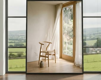 Minimalist Scandinavian Chair Wall Art Print – Japandi Interior Photography Poster, Neutral Nordic Home Decor