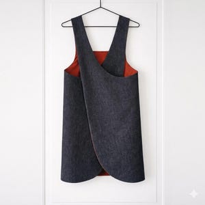 Reversible Japanese tablier in denim épais – Robe tablier croisée – Unique size