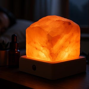 Himalayan Salt Lamp Night Light, Essential Oil Diffuser Salt Rock Lamp, Warm LED Bedside Light, Relaxing Wellness Decor, Sleep Aid Gift