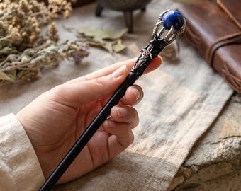 Crystal Magic Wand, Lapis Lazuli Tiger Eye Amethyst Wand, Witch Wizard Cosplay Wand, Ritual Altar Tool Gift