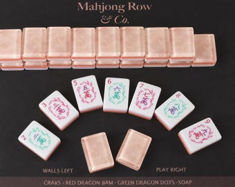 Champagne Gold Mahjong Set |  Tri-Color Pastel Tiles | 160 NMJL Game | Chinoiserie Decor | Luxury Gift for Her