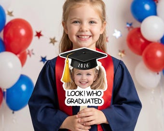 Abanico personalizado con cara de graduación, abanico personalizado con foto de la infancia, regalo divertido para la promoción de 2026, recuerdo de fiesta, accesorio para fotos de graduación, decoración de graduación