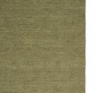 Alfombra de lana verde musgo: Alfombra moderna de área lisa tejida a mano para sala de estar contemporánea.