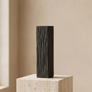 Black Rectangular Ceramic Vase | Japandi Home Decor | Minimalist Sculptural Vase