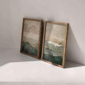 Japandi Wall Art Set of 2 | Wabi Sabi Mountain Prints | Neutral Beige Decor