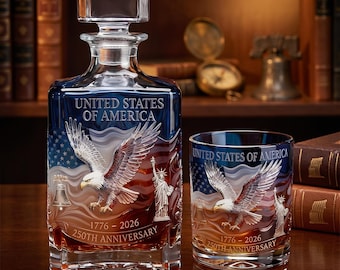 Set di bottiglia e bicchiere da whisky per il 250° anniversario (1776-2026), regalo patriottico a base di bourbon, regalo per la festa del papà.