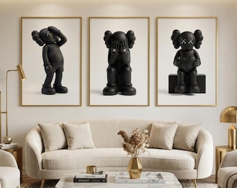 KAWS Poster Set of 3, Hypebeast Wall Art, Graffiti Decor, Pop Street Art, Printable Modern Wall Art, Digital Download