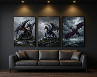 Fourth Wing Wall Art Set of 3, Dragon Rider Prints, Basgiath War College Decor, Bookish Romantasy, Digital Download
