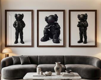 KAWS Wall Art Set of 3, Hypebeast Decor, Graffiti Wall Art, Pop Art, Printable Modern Wall Art, Digital Download