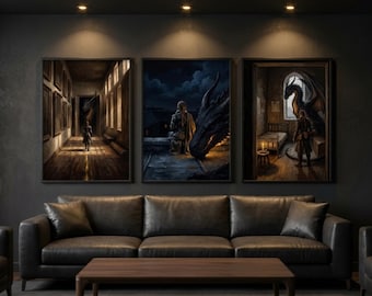 Fourth Wing Wall Art Set of 3, Dragon Rider Prints, Basgiath War College Decor, Bookish Romantasy, Digital Download