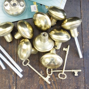 Choice Vintage Brass Door Knob Set, NOS Hardware, Architectural Salvage, Home Renovation Restoration Replacement