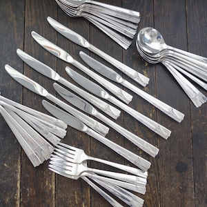 Vintage Like New Silverplate 40 Piece Flatware Set, Service for 8 Grille Art Deco, Nobility Caprice c1937,    Wedding Gift