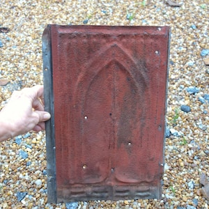 Vintage Metal Roof Tin, Embossed Red Roofing Shingle, Repurpose Craft, Architectural Salvage Tile, Farmhouse