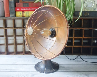 Industrial Table Lamp, Repurposed Steampunk Vintage Industrial Light, Space Heater Lamp,  Copper Accent Light,  Gift Idea