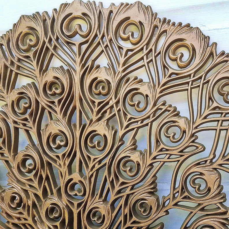 Large Gold Peacock Wall Art Vintage Burwood Ornate Wall Etsy