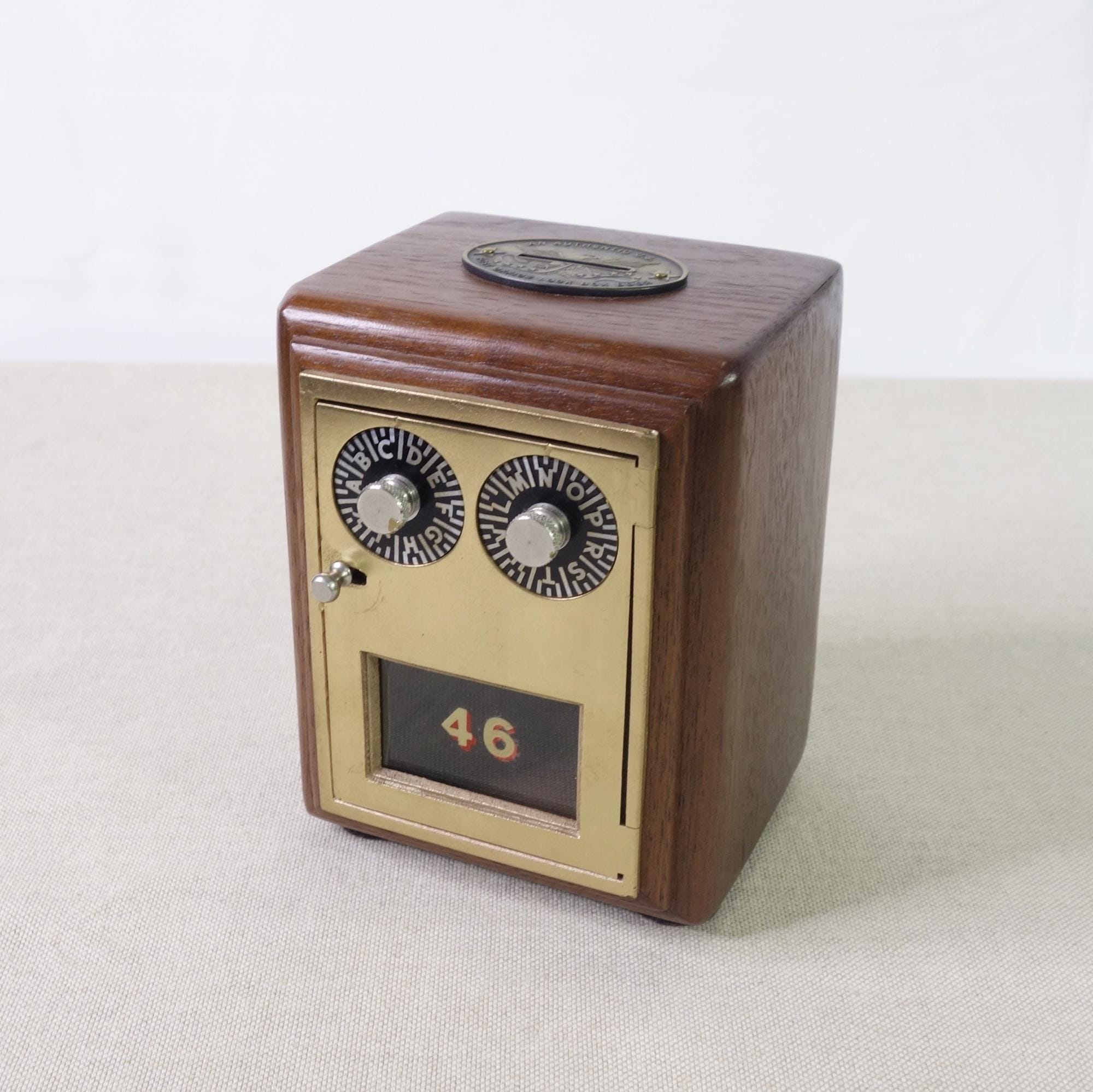 Coin Post Box Vintage Post Office Lock Box Door Coin Bank, Wooden Postal Box Bank ...
