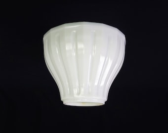 Vintage Fluted Milk Glass Light Globe: Torchiere Lamp Replacement Shade, 2.25 Inch Fitter